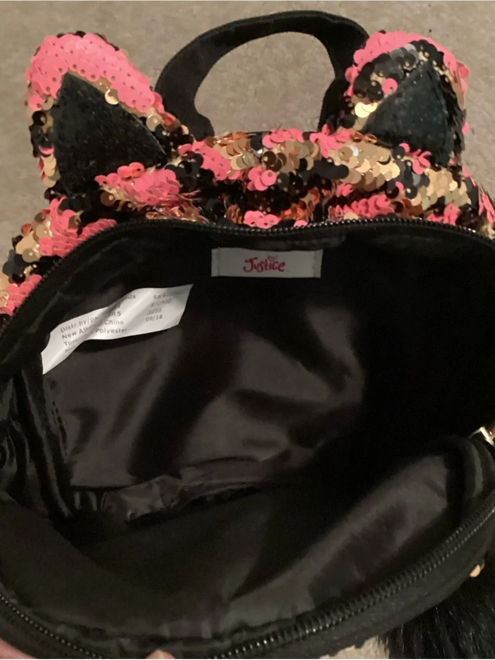 Justice Girls Sequin Backpack Travel Bag